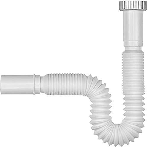 Schläfer 439308 | Waste Trap 1 1/2 to 32/40/50mm Drain Fitting - Universal - Flexi Waste Pipe for Bath or Kitchen - Sink - Flexible Pipe Connector - Kitchen Sink Siphon - Extensable 320-650 mm.