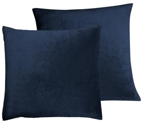 Soifox 2er-Set Kissenbezug 40x40 cm - Samt Zierkissenbezüge Weich Flauschig Kuschelig Kissenbezüge Dekorative Deko Kissen Sofakissen Lendenkissen Wurfkissenbezug Schlafzimmer Kissenhülle Marineblau
