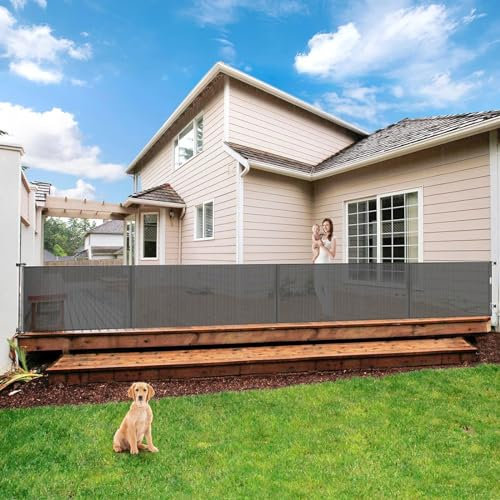 Treppenschutzgitter Türschutzgitter Ausziehbar 0-500 cm,Baby Absperrgitter Schutzgitter Treppe für Kinder,Katzen und Hunde,Geeignet für Innen Außenbereich (500cm/grau)