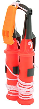 Dilwe Lebensrettender Eiskegel, 2 Stück, Sicherheitspickel Zum Eisfischen mit Notfallpfeife, Tragbarer Eispickel mit Orangefarbenem Griff, Angelgerät (weißes Seil)
