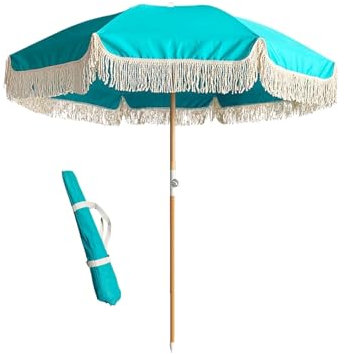 ELZEM Parasol De Jardin Exterieur Bleu 8 Côtes Parasol Balcon Avec Frange Parasol Plage Anti Uv Parasol Inclinable 180cm Avec Sac De Transport Pour Jardin Terrasse Piscine Patio