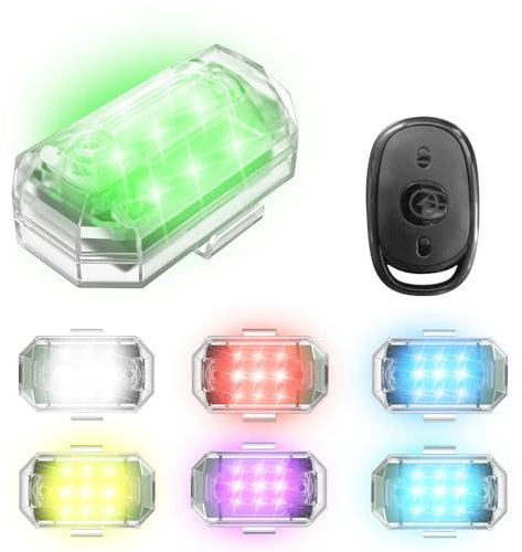 OBEST Lumière Stroboscopique Drone,Feux d’Avertissement Motos, Profondément Étanche,7 Culeurs et Sept Modes,Chargement USB Pour Moto Vélo Voiture Drone M3