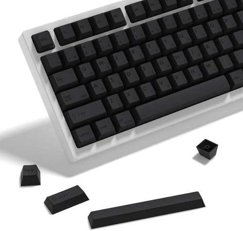 YMKPVR KBDiy Minimal Gray DYESUB Keycap 60 Percent, Cherry Profile PBT Custom Keycap-139 Keys Black Japanese Key Caps for 61/64/68/84/87/100/104/108 Cherry MX Mechanical Keyboard