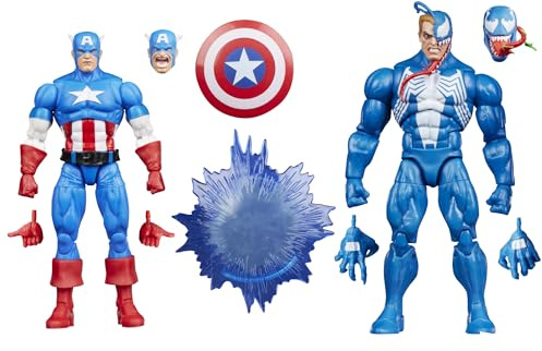 Marvel Legends Series Gamerverse Captain America vs Venom, Retro Video Game-Inspired Collectible 6-Inch Action Figures