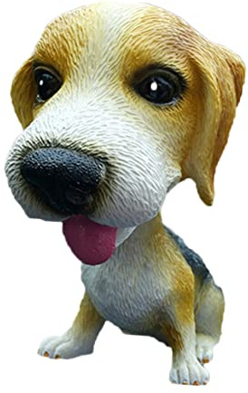 Toyvian Wackelhund fürs Auto, Niedliche Beagle Figur aus Resin Armaturenbrett Dekoration, Wackelkopf-Hund für Fahrzeug Innenraum Zuhause, 6,5x6,5x1cm