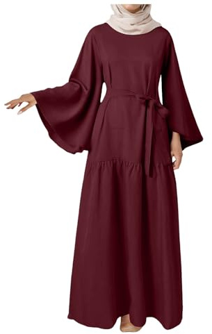 Amxleh Muslimische Kleider Damen Gebetskleidung Abaya Offene Longstrickjacke Damen mit Buckel Beten Kleidung für Frauen Langarm Islamische Türkische Ramadan Ganzkörper Lang Gebetskleid
