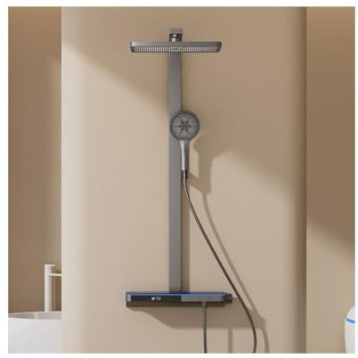 WRJAHCG Panneau De Douche avec Douchette Et Robinet pour Baignoire,Colonne De Douche avec Mitigeur Hauteur Réglable,Douche Set avec Mitigeur,Gris,Hot and Cold