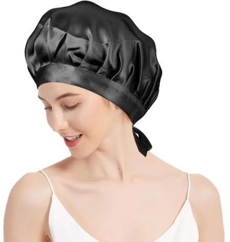 Schlafhaube aus 100% Maulbeerseide – Atmungsaktive & Verstellbare Seidenhaube für Frauen – Haarschutz beim Schlafen