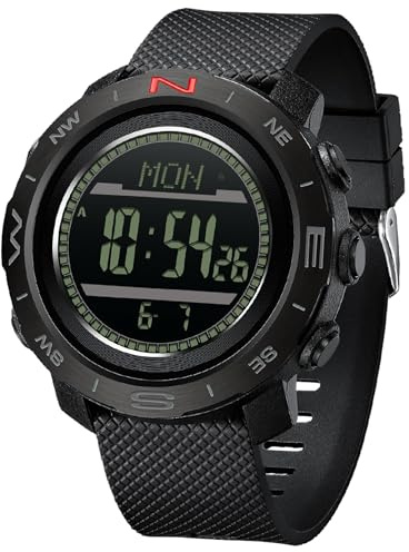 Men's Military Watches for Men Tactical ABC Digital Watch Outdoor Sports Altimeter Barometer Compass Thermometer Fitness Tracker Watch Step Counter Dual Time Stopwatch Countdown Waterproof Wristwatch