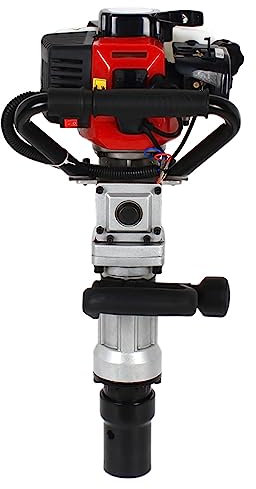 2 Stroke Petrol Fence Post Rammer, 32.6CC High Efficient Petrol Fence Post Rammer, T Fence Post Hole Excavator, Handheld Fence Knocker Pile Driver, with Large Semi Transparent Fuel Tank