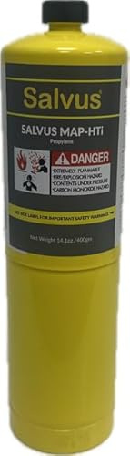 INTERGAS Salvus MAP-HTi Propylene Gas Cylinder - 400g High Purity >99.5% Hotter Flame Blowtorch Gas – Compatible with CGA600 Torch Heads – Blowtorch Fuel for Plumbing, Brazing, Welding & Soldering