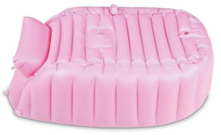BESPORTBLE Bañera Inflable para Bebés y Niños Pequeños, Diseño Plegable Antideslizante de Pvc Rosa Inclinación de 45 Grados para Ducha Segura y Cómoda