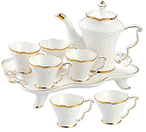 set da tè per adulti, Tazza da caffè con piattino Servizio da tè for adulti Servizio da tè con teiera Servizio da tè pomeridiano in porcellana Tè in fiore