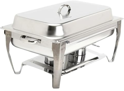 Chafing Dish Buffet Set Foldable 9L Stainless Steel Square Buffet Stove Dish Set Container Food Warmer Rectangular Chafing Dish Full Buffet Catering (Silver)