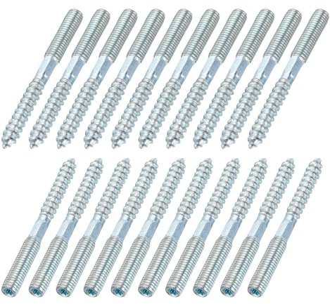 sourcing map M8 Hanger Bolts, 3.15(80mm) Length Double Headed Hanger Bolts 0.31(8mm) Wood Dowel Screw Self-Tapping Threaded Rods Screw for Assembling Wood Furniture Joint, Pack of 20