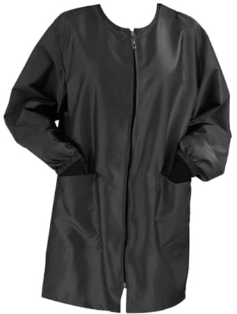 DECOMELODY Friseurschürze Schwarz Leichtes Polyester Fleckschutz Arbeitsschürze für Friseure Stylisten Spa mit Taschen