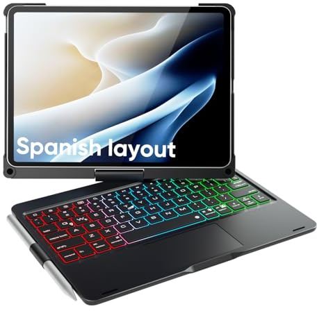 doqo Funda con Teclado para iPad Air 11 & Pro 11 con Trackpad,Rotación 360°