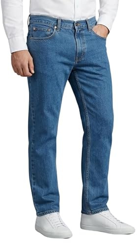 Mens Denim Jeans Straight Leg Regular Fit Trousers – Classic 5 Pocket Work Pants with Zip Fly – Casual Everyday Cotton Mix Denim Jeans Light Blue 30/27