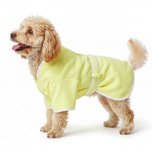 GoaePode Hundebademantel Verstellbarer Mikrofaser-Hundetuchmantel Saugfähiger und schnell trocknender Hundemantel mit Riemen und Schnalle zum Baden und Schwimmen (M)