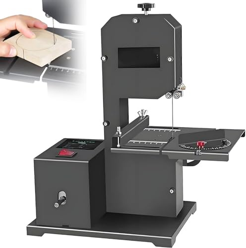 RETRIN Máquina Cortadora Multifuncional Sierra de Cinta 800W Profesional para Carpintería - Mesa Inclinable 0-45°,Altura de Corte 70 mm,para Cortar,Pulir,Amolar y Lijar Madera,Espuma y Metales