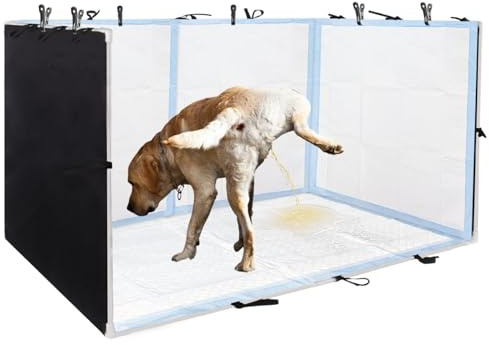 Dmnnlp Dog Pee Pad Holder with High Walls 35x29x17.3 No-Splash Indoor Dog Potty Box with 6 Clamps, Foldable Potty Training Toilet for Large Small Medium Dogs Puppy Potty (Black)