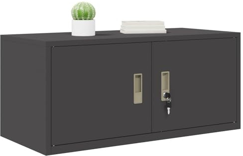 vidaXL Armoire de rangement Noir 90 x 40 x 40 cm Acier Laminé à Froid, Rangement de bureau contemporain, cabinet rectangulaire en acier moderne, unité verrouillable sécurisée, solution intérieure comp