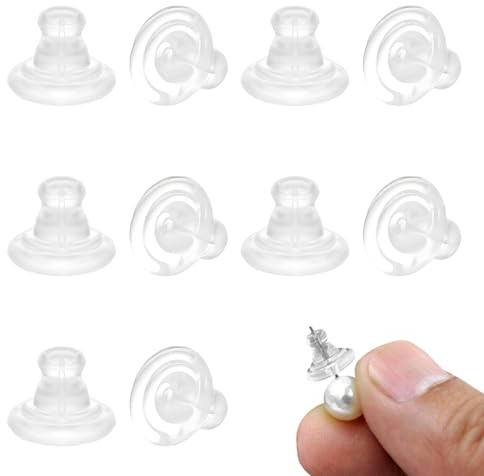 10 Pcs Silicone Earring Backs for Heavy Earrings, Clear Earring Backs for Droopy Ears, Soft Flying Saucer Earring Stoppers Replacement, Hypoallergenic Safety Backings for Studs & Hooks