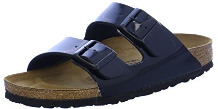 Birkenstock Classic 1005292 Arizona Birko-Flor, Damen Pantoletten, Schwarz (Schwarz Lack), 42 EU (8 UK)