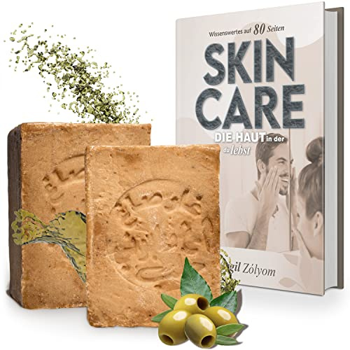 tom&pat® Savon d'alep original • 20% laurier 80% huile d'olive • 6 ans de maturation • fait main • Dermatest excellent • savon naturel pour corps, cheveux • eBook Savon Naturel DIY (2 x 200 g)
