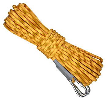 ZHWNGXO Kletterseil 10,5 mm, Außen Abseilen Seil Polyester mit Safety Lock Anti-Rutsch/verschleißfest High Strength 10m / 15m / 20m / 30m / 40m / 50m / 100m (Color : Yellow, Size : 100m)