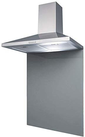 SIA 60cm Stainless Steel Chimney Cooker Hood & Grey Toughened Glass Splashback
