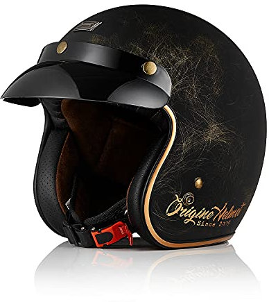 ORIGINE Motorradhelm Jethelm Vintage Rollerhelm Retro ECE-Zertifizierung (Scacco Bronze Matt,XL)