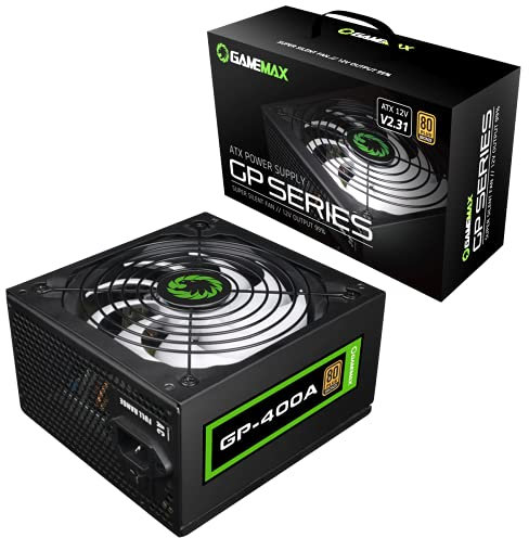 GameMax GP400A 80 Plus Bronze 400W Active PFC 12cm Fan ATX Power Supply Unit - Black