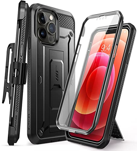 SUPCASE für iPhone 13 Pro Max 6.7 Hülle Outdoor Handyhülle, Schwarz | 360 Grad Case Bumper Schutzhülle Cover [Unicorn Beetle Pro] mit Displayschutz, Gürtelclip und Ständer für iPhone 13 Pro Max