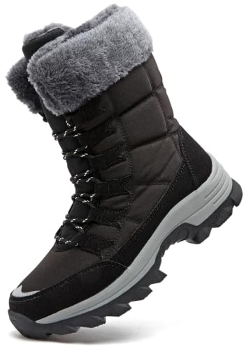 VLOOKST Bottes Femme Bottes de Neige Bottines de Hiver Taille 37-43 | Étanche Bottes de Randonnée Chaussures Montantes de Randonnée Bottines de Neige Fourrure Chaussures de Hiver Marche Montange