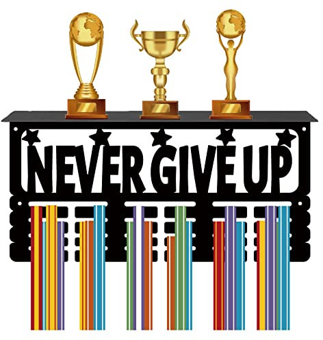 CREATCABIN Medaillen-Trophäenhalter Medaillenaufhänger Regalständer Sport 4 Reihen Wandhalterung 70+ Medaillen Für Gymnastik Tanz Fußball Laufen Rennen Schwimmen Auszeichnungen 40x20cm