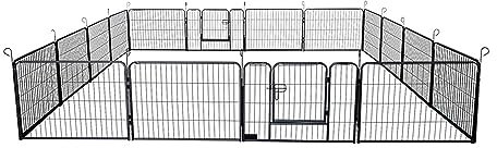 Home Deluxe - Welpenauslauf BARKI - 80 x 60 cm, 16-Teilig, Farbe: Schwarz, inkl. Türverriegelung, abgerundete Ecken und Kanten I Welpenspielplatz Welpenfreilauf