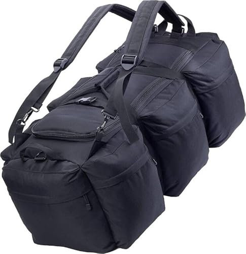 Sport Tent Große Reisetasche Faltbare Seesack Taktische Ausrüstungstasche Sporttasche Militärische Duffle Beutel 100L Rucksack für Wandern Trekking Camping Urlaub mit Schultergurte Schwarz