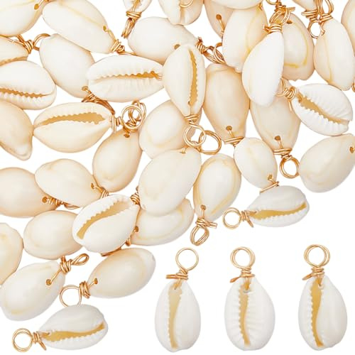 Beebeecraft 1 Box 100 Stück Natürliche Kauri Muschel Charms Strand Muschel Charms Für Den Sommer Schmuckherstellung DIY Handwerk