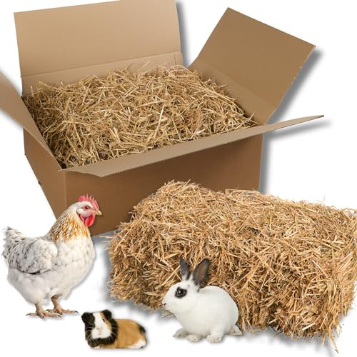 Natursache | Gehäckseltes Bio-Weizen Stroh für Kaninchen Meerschweinchen Hamster & Nager | Nachhaltige Einstreu für Pferde und Hühner | Strohballen für Dekoration I Überstreu für Erdbeeren