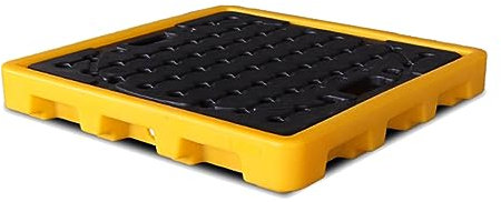 OLSKFUH Auffangwanne für 2 Fässer, Farbeimerwanne aus Polyethylen mit niedrigem Profil, Lagerung in Industriegaragen, Abnehmbarer Versand, Leakpro, Gelb, 1 Packung, 26,4