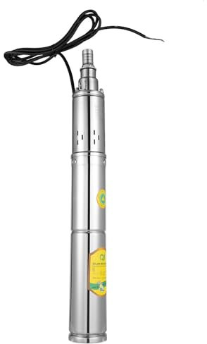 Solar-Tauchpumpe 24V/370W -Brunnenpumpe Edelstahl-Tiefbrunnenpumpe für Garten und Haus, 65m Eintauchtiefe, 1.8m³/h Pumpleistung, Überspannungsschutz