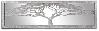 DRW Quadro dell'albero della Vita in Legno Argentato con Specchio, Argento, Medidas: 144x,5x42x3 cm
