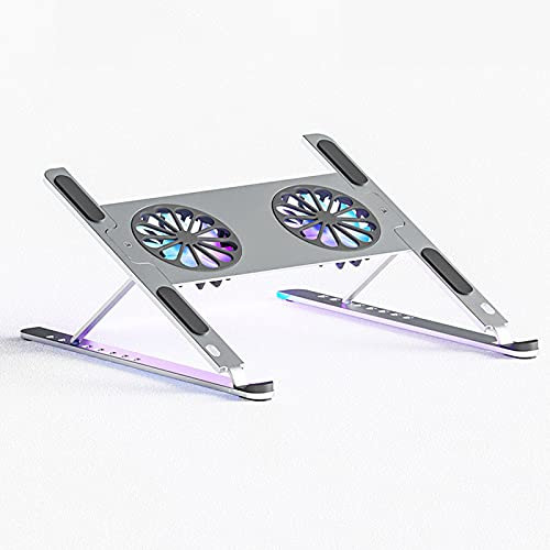 Portable Folding Laptop Cooling Pad with USB Power Supply and 2 Fans Adjustable Height Stand for Silver Computer Cooling
