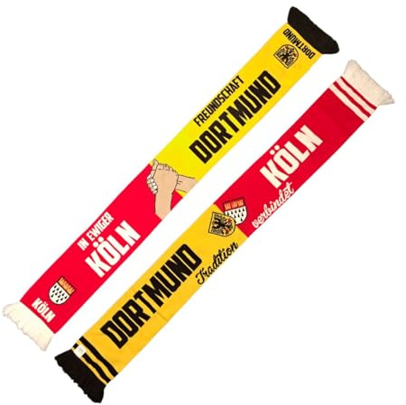 Wallitschek Schal Freundschaft KÖLN+DORTMUND I, Fussball, 1948, 1909, Fanschal, Strickschal, besonders kräftige Farben, extra weiche Qualität, **VERSAND GRATIS**