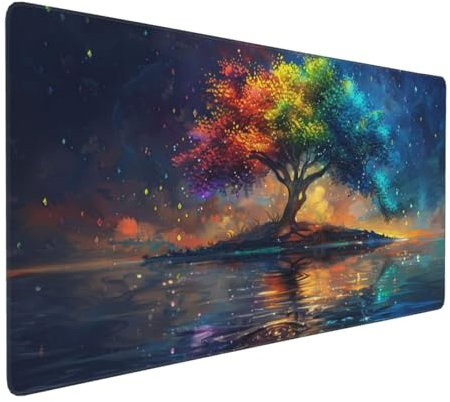 Gaming Mauspad XXL Baum Mousepad 1000x500x4mm Traum Verlängertes Mauspad Schreibtischauflage,Genähte Kanten Mauspad,Verbessert Präzision und Geschwindigkeit Wasserdicht Geeignet für Büro und Spiele