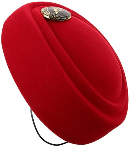 GALPADA Stewardessenmütze Damen Baskenmütze Aus Filz Einheitsgröße 56-58cm Leicht Waschbar Ergonomisches Design Für Kostüm Cosplay