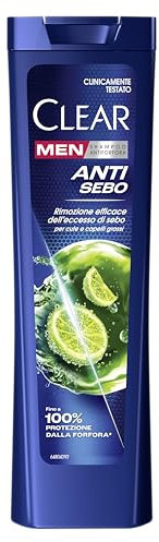 Clear Men Shampoo Antiforfora per capelli grassi Anti Sebo fino al 100% di protezione dalla forfora* 3x 225 ml