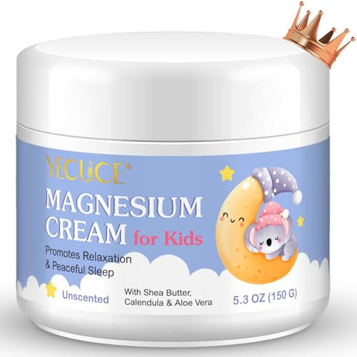 Magnesium Cream for Kids, Topical Magnesium Lotion for Sleep, Calm Magnesium Oil Butter Balm with Shea Butter, Aloe Vera, Calendula, Baby Cream for Feet, Stomach, Arms, Legs Relief for Bedtime - 150g