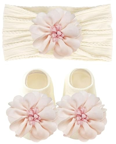 TPZORJX Nylon-Baby-Stirnbänder, Baby Haarbänder Schleifen für Mädchen weiche Schleife Kopfbedeckung Rutschfeste Socken elastische Haarbänder Baumwolle Säuglingssocken für Kleinkinder Neugeborene